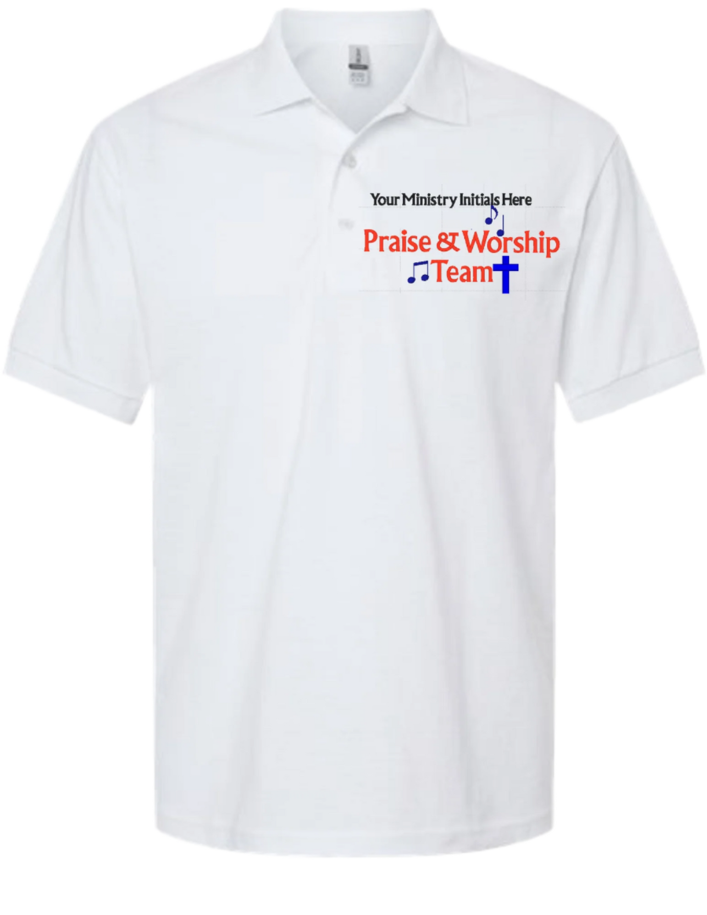 Embroidery Polo Shirt - Praise & Worship Team  With Your  Ministry Initials  Here