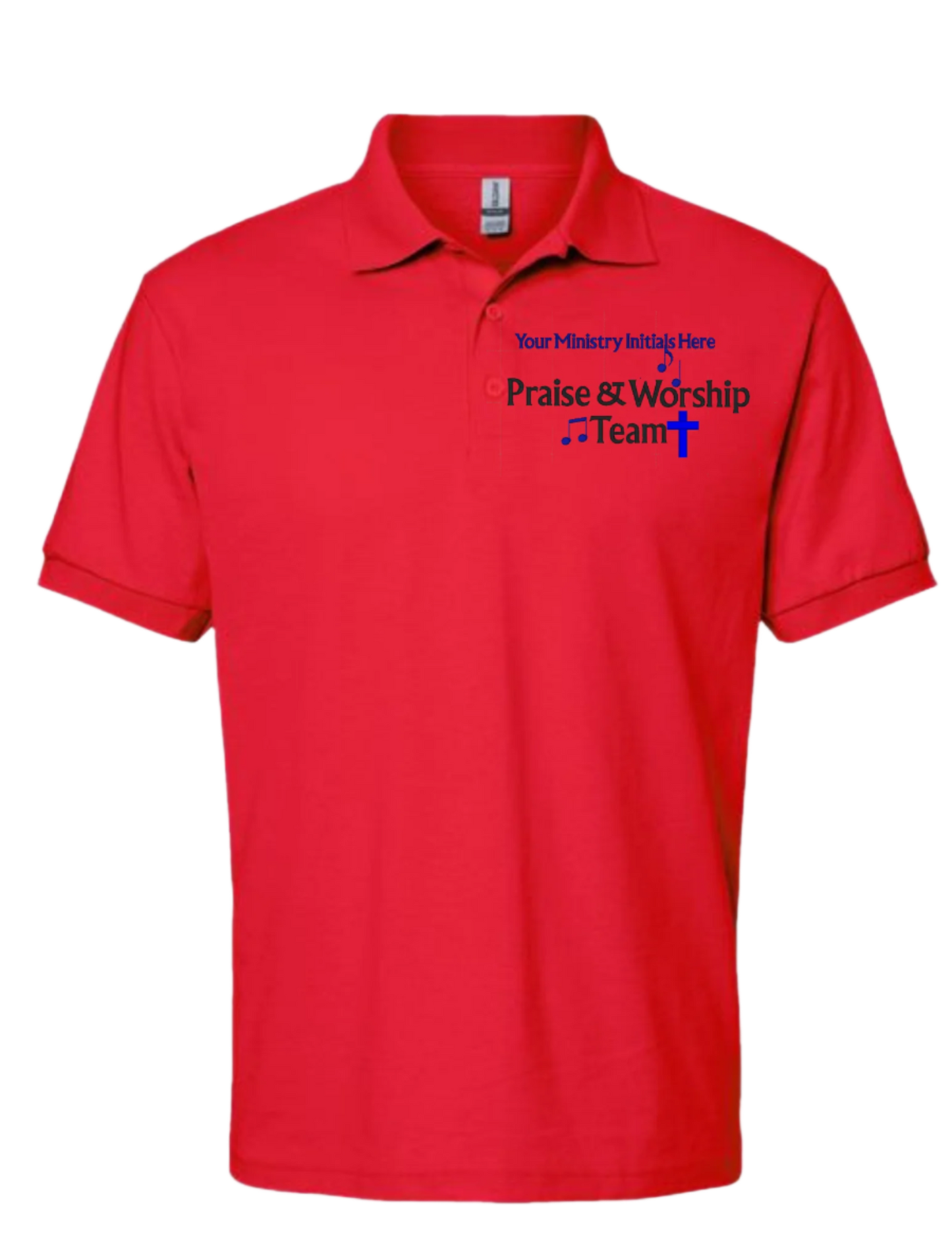 Embroidery Polo Shirt - Praise & Worship Team  With Your  Ministry Initials  Here